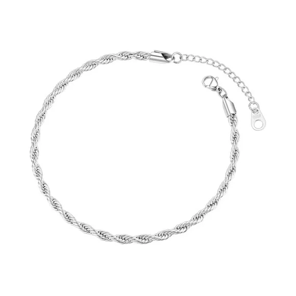 FOCALOOK 14K Gold Plated Twist Rope Anklet Stainless Steel - Picture 1 of 6